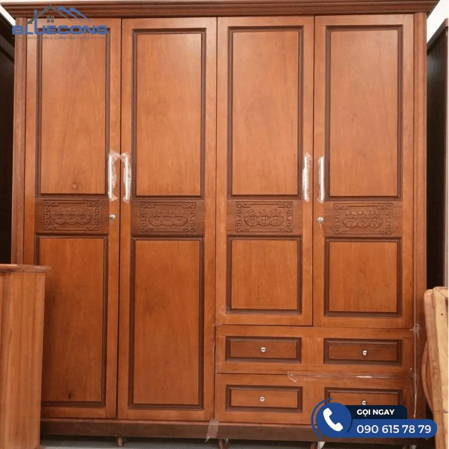 Mẫu tủ gỗ 4 cánh đẹp 