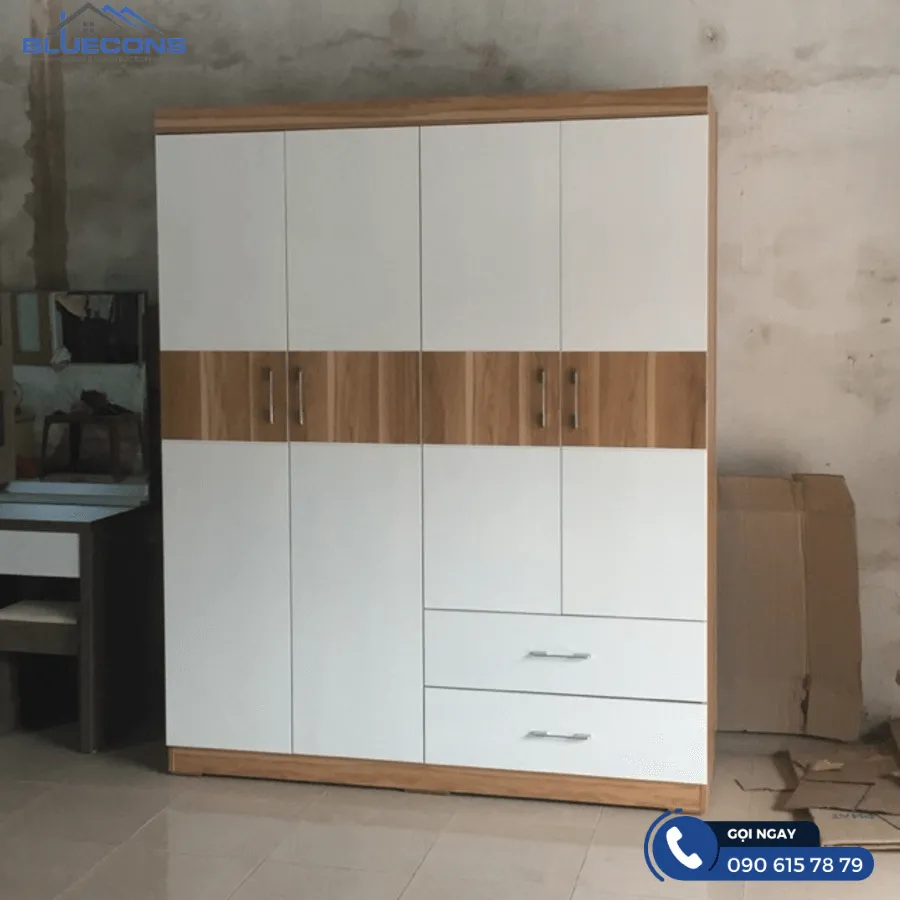 Tiết kiệm chi phí nhờ tủ quần áo 4 cánh gỗ MDF