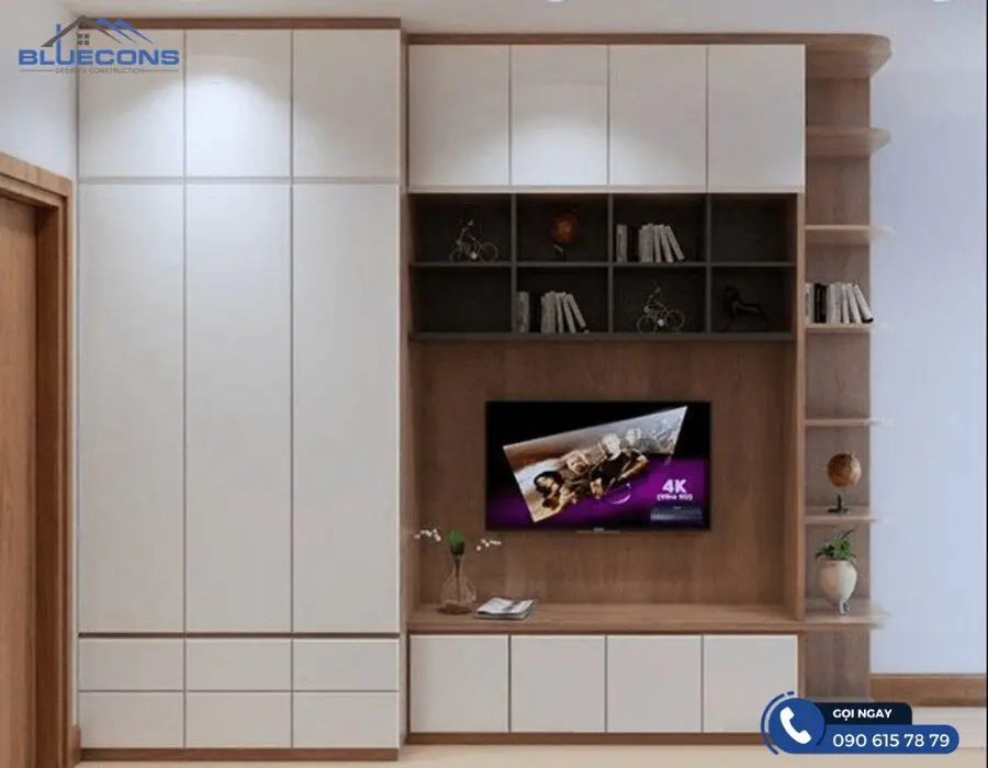 Cuốn hút với mẫu tủ quần áo 3 buồng kết hợp kệ để tiv