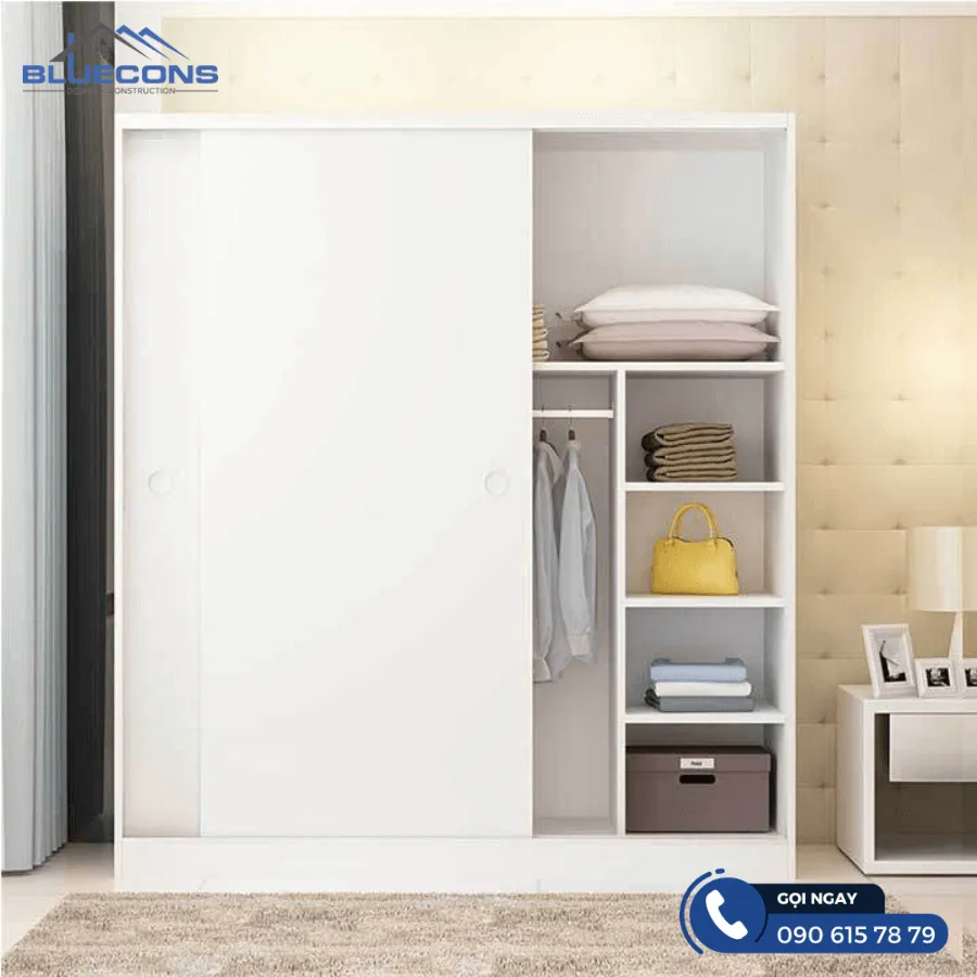 Cuốn hút với mẫu tủ quần áo 3 buồng kết hợp kệ để tiv