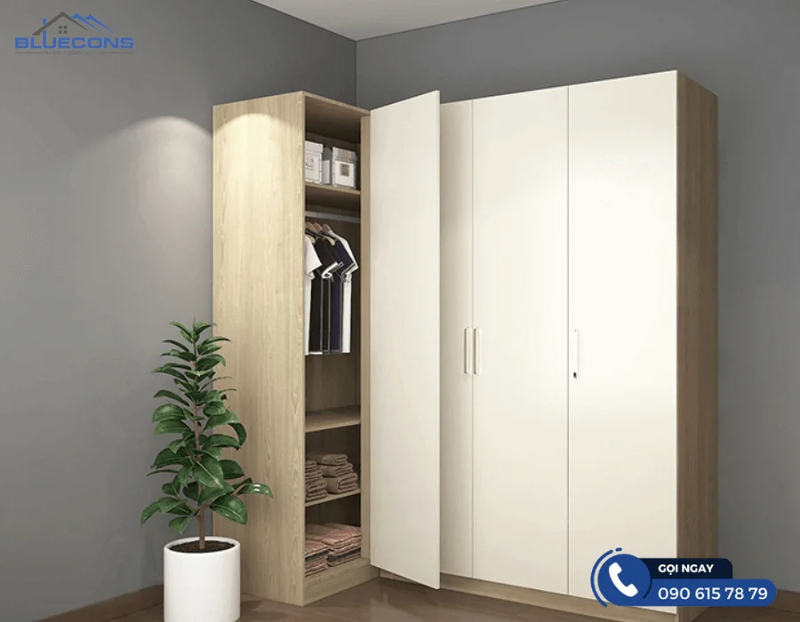 Tủ quần áo góc tường chữ L