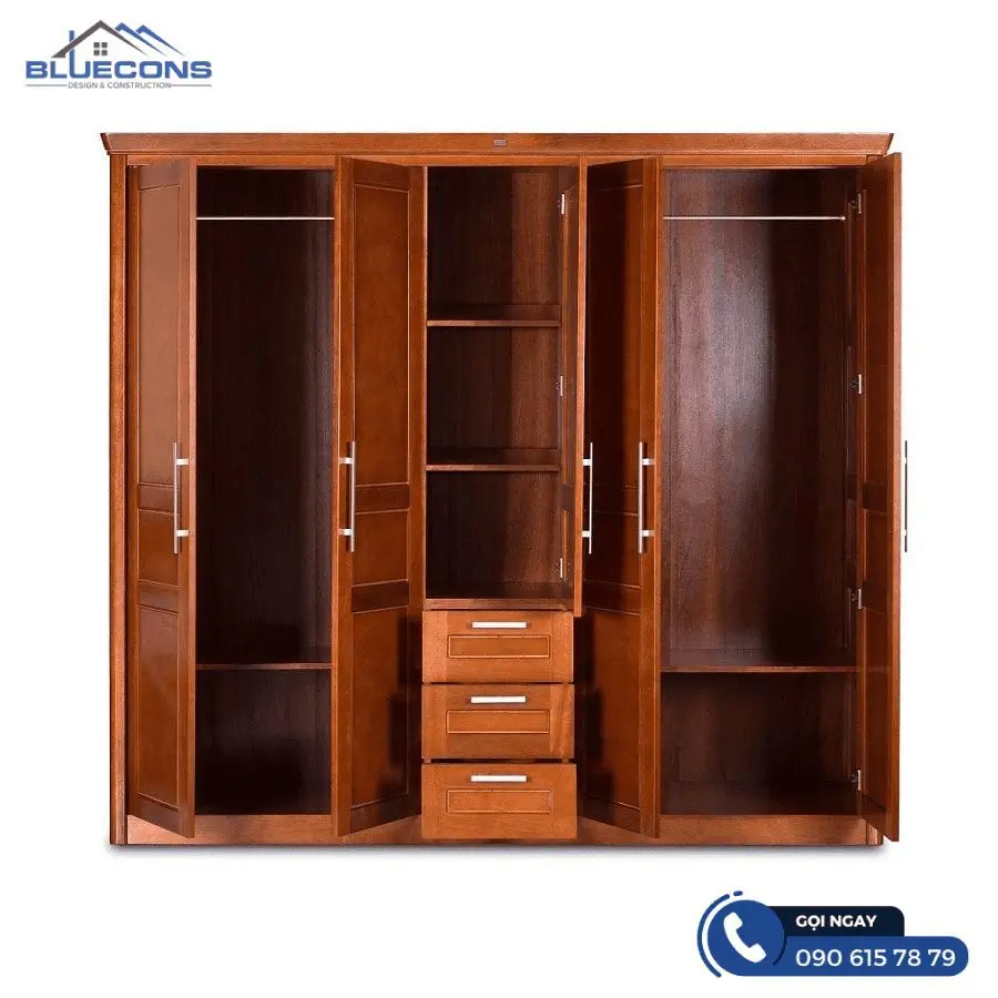 Tủ quần áo gỗ công nghiệp dạng cửa mở
