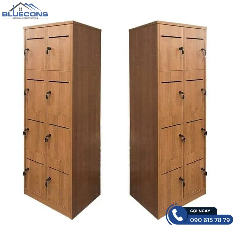 Mẫu tủ locker 8 ngăn bằng gỗ có khóa an toàn