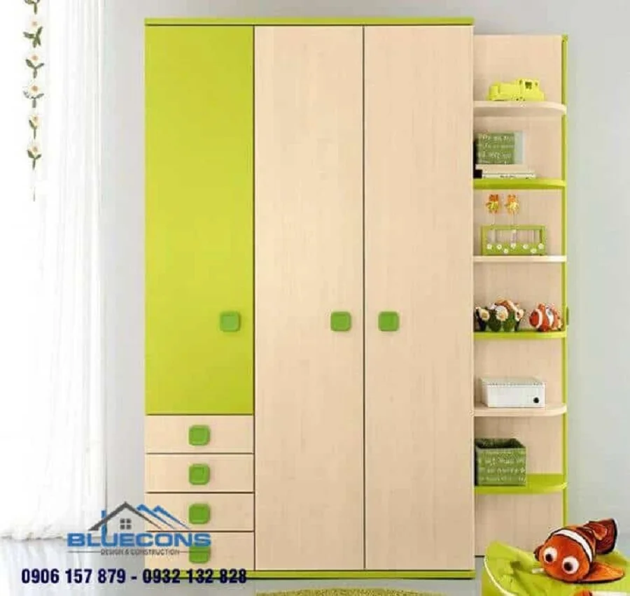 Thiết kế tủ quần áo trẻ em đẹp với nhiều ngăn chứa đồ