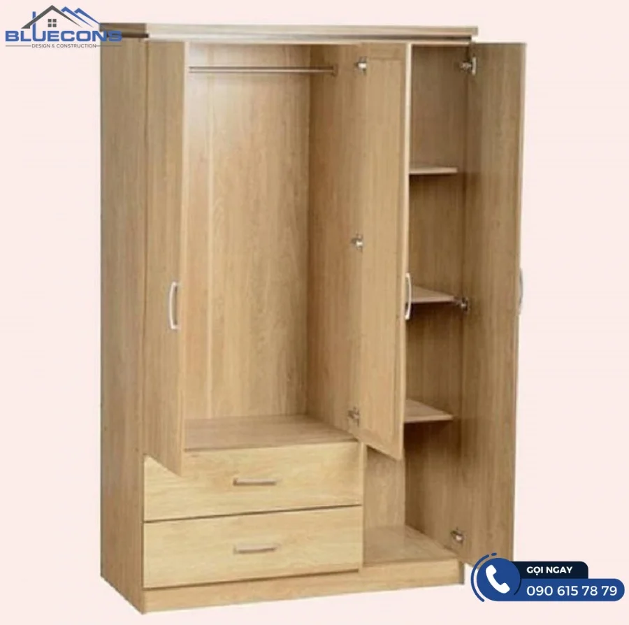 Tủ quần áo trẻ con bằng gỗ nhiều cánh
