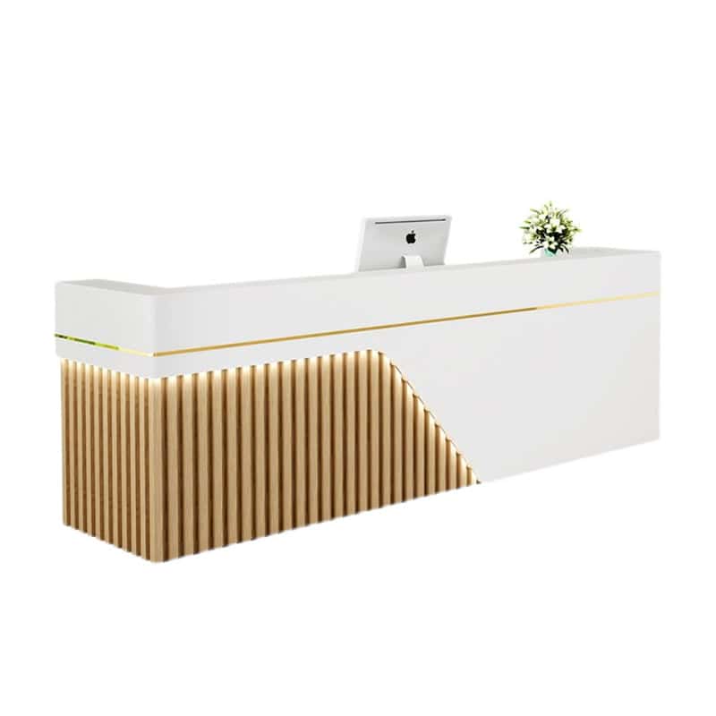 Quầy lễ tân nhỏ 3 quầy tiếp tân chữ I lam gỗ