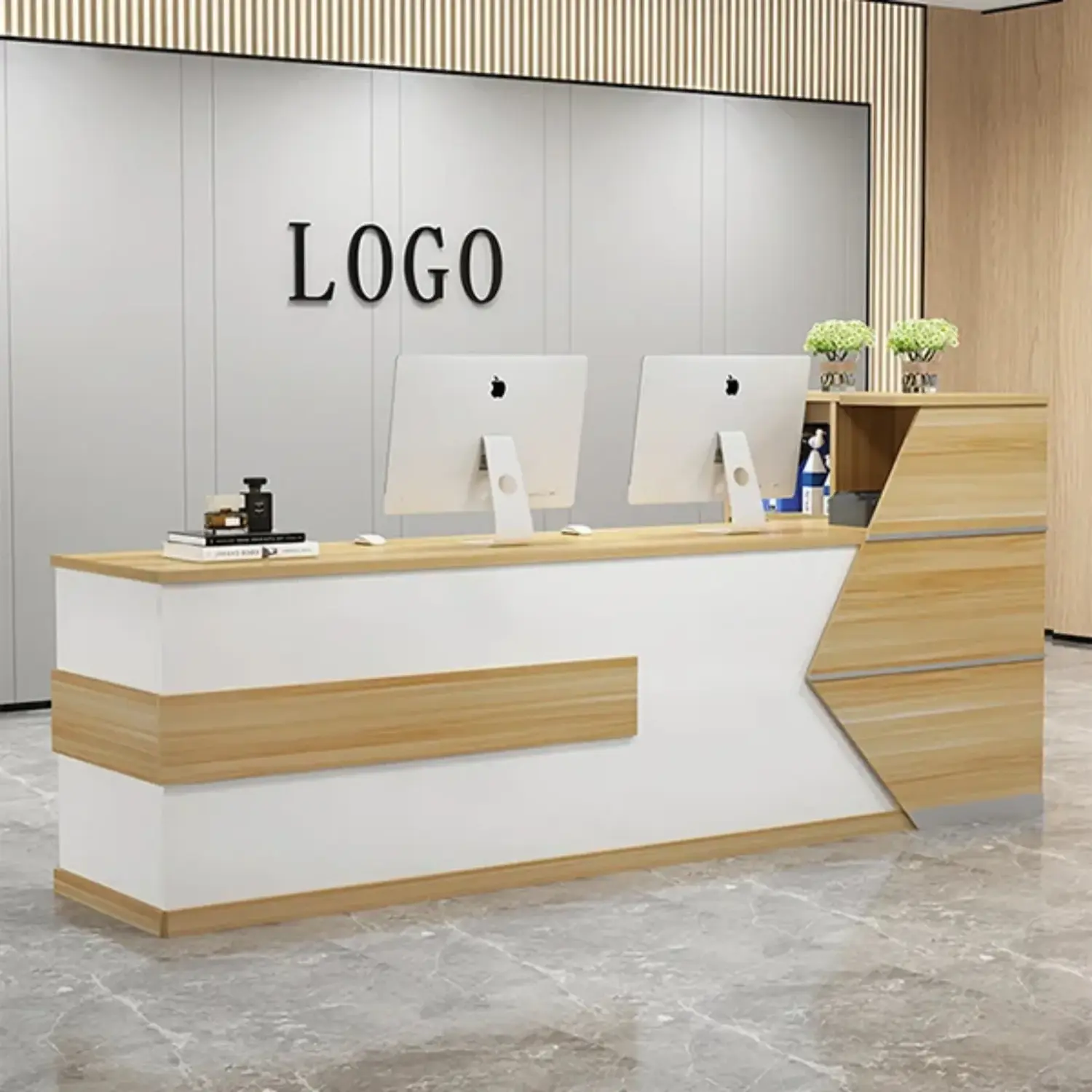 Quầy tiếp tân bằng gỗ