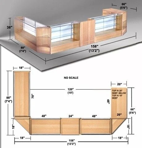 mẫu quầy thu ngân chữ L cho tiệm bánh