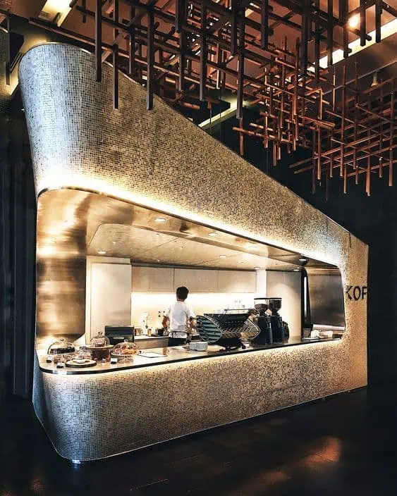 Quầy pha chế kết hợp kính