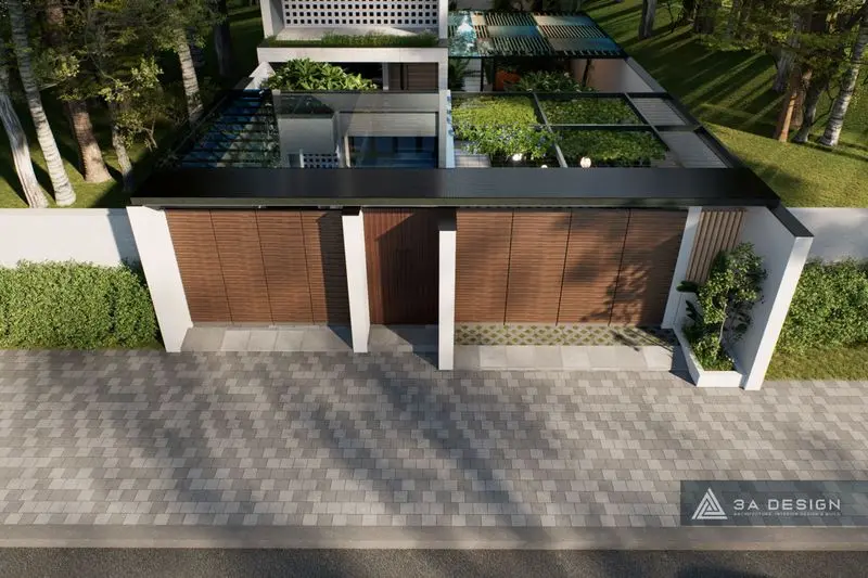 Mẫu thiết kế kiến trúc nhà phố sân vườn hiện đại