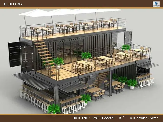 #32 Thi công quán cafe container – hình ảnh Bluecons