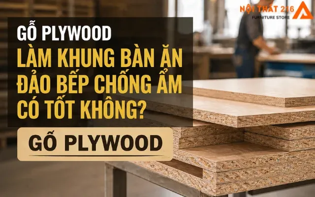 Hình ảnh mô tả quầy gỗ plywood chống nước trong khu bếp hiện đại