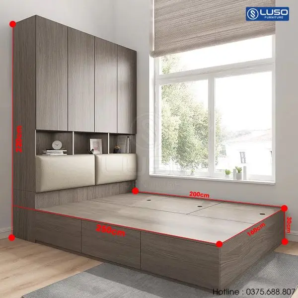 Mẫu giường kết hợp tủ áo