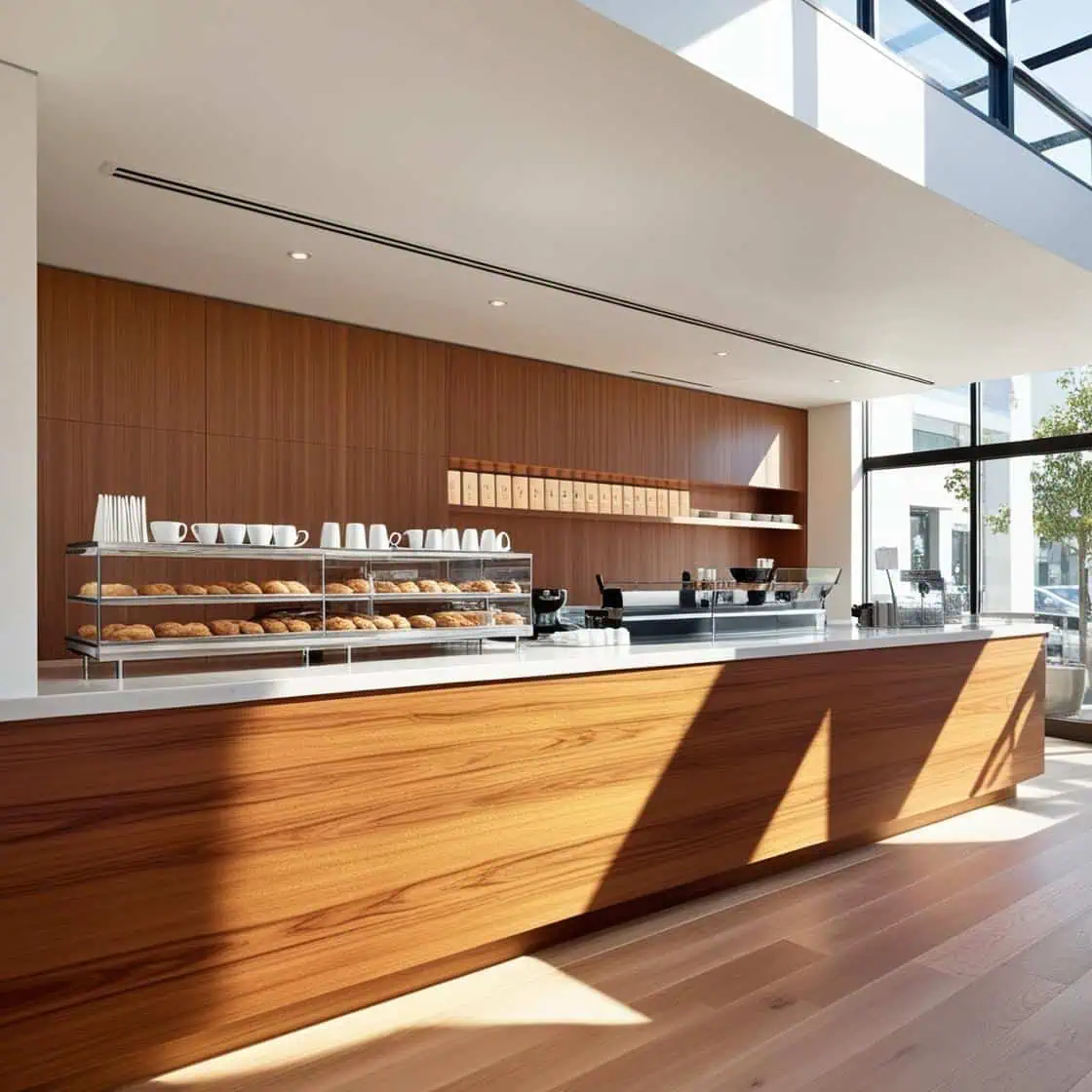 Quay cafe dep 30m2 bang go hien dai 2