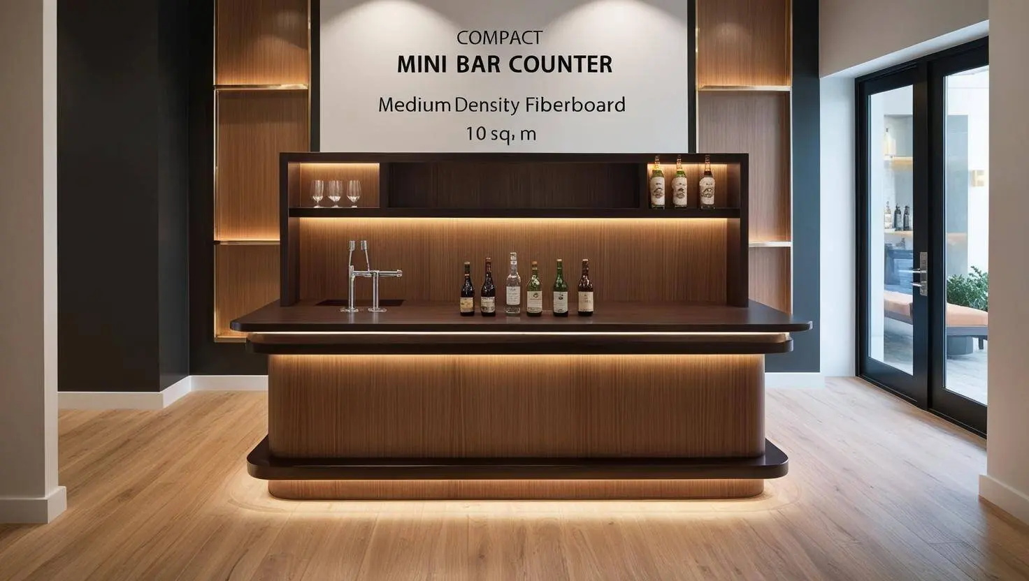 Thiết kế quầy pha chế mini có khu vực lưu trữ tiện dụng