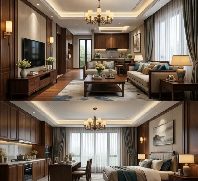 Thi công nội thất gỗ biệt thự (2)