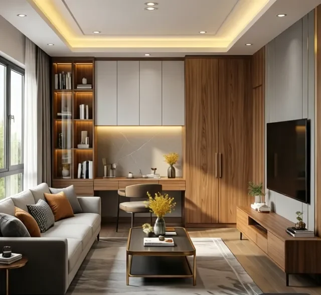 Thi công nội thất gỗ căn hộ 3 phòng ngủ (5)