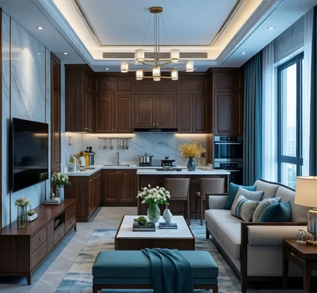 Thi công nội thất gỗ nhà phố hiện đại (3)