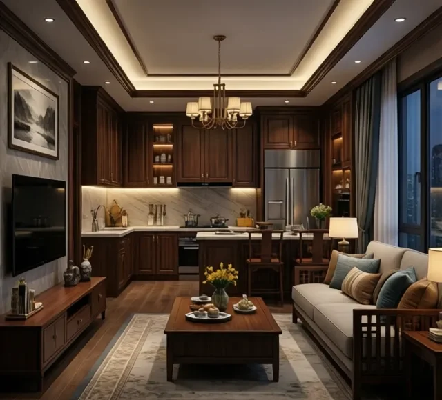 Thi công nội thất gỗ nhà phố hiện đại (5)