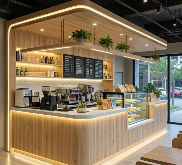 Thi công nội thất gỗ quán cafe ấn tượng (2)