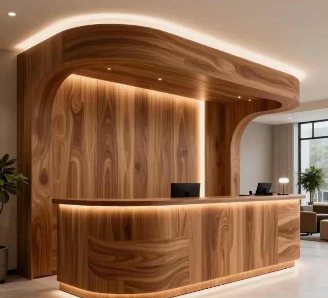 Thi công nội thất gỗ quầy lễ tân đẹp (4)