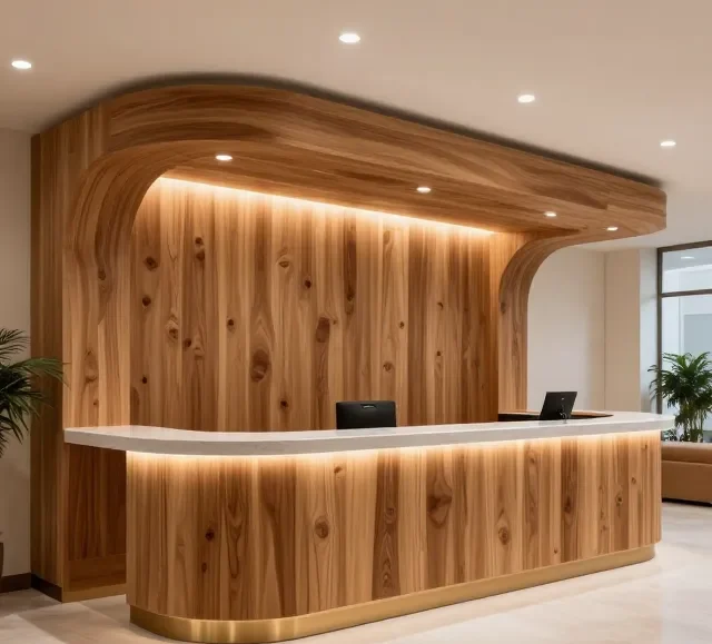 Thi công nội thất gỗ quầy lễ tân đẹp (5)