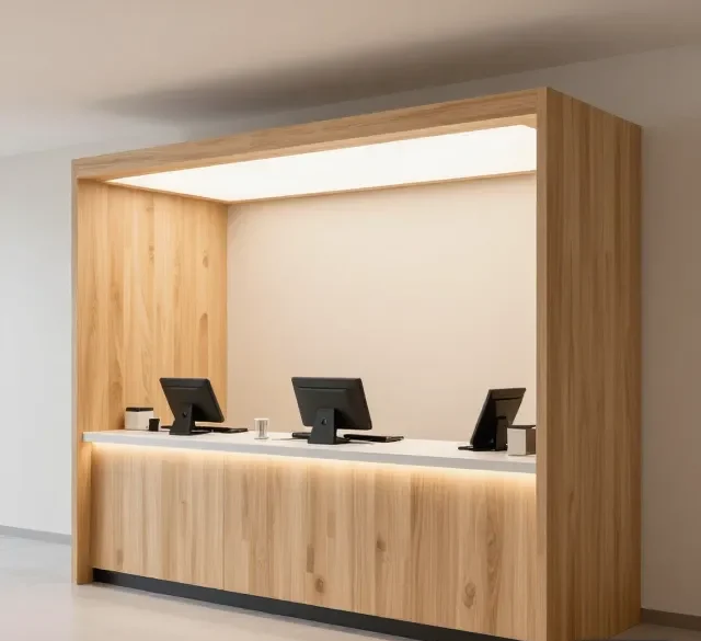 Thi công nội thất gỗ quầy thu ngân hiện đại (1) Thi công nội thất gỗ quầy thu ngân hiện đại (1)