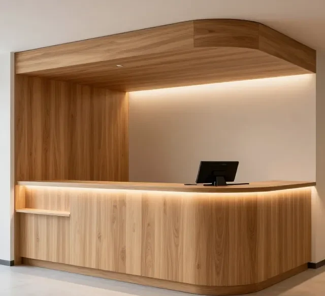 Thi công nội thất gỗ quầy thu ngân hiện đại (2)