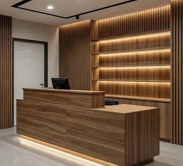 Thi công nội thất gỗ quầy thu ngân hiện đại (3)