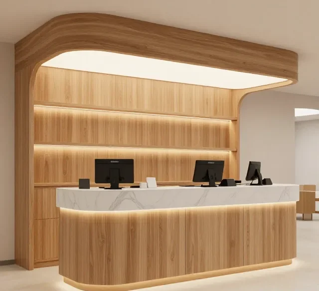 Thi công nội thất gỗ quầy thu ngân hiện đại (4)