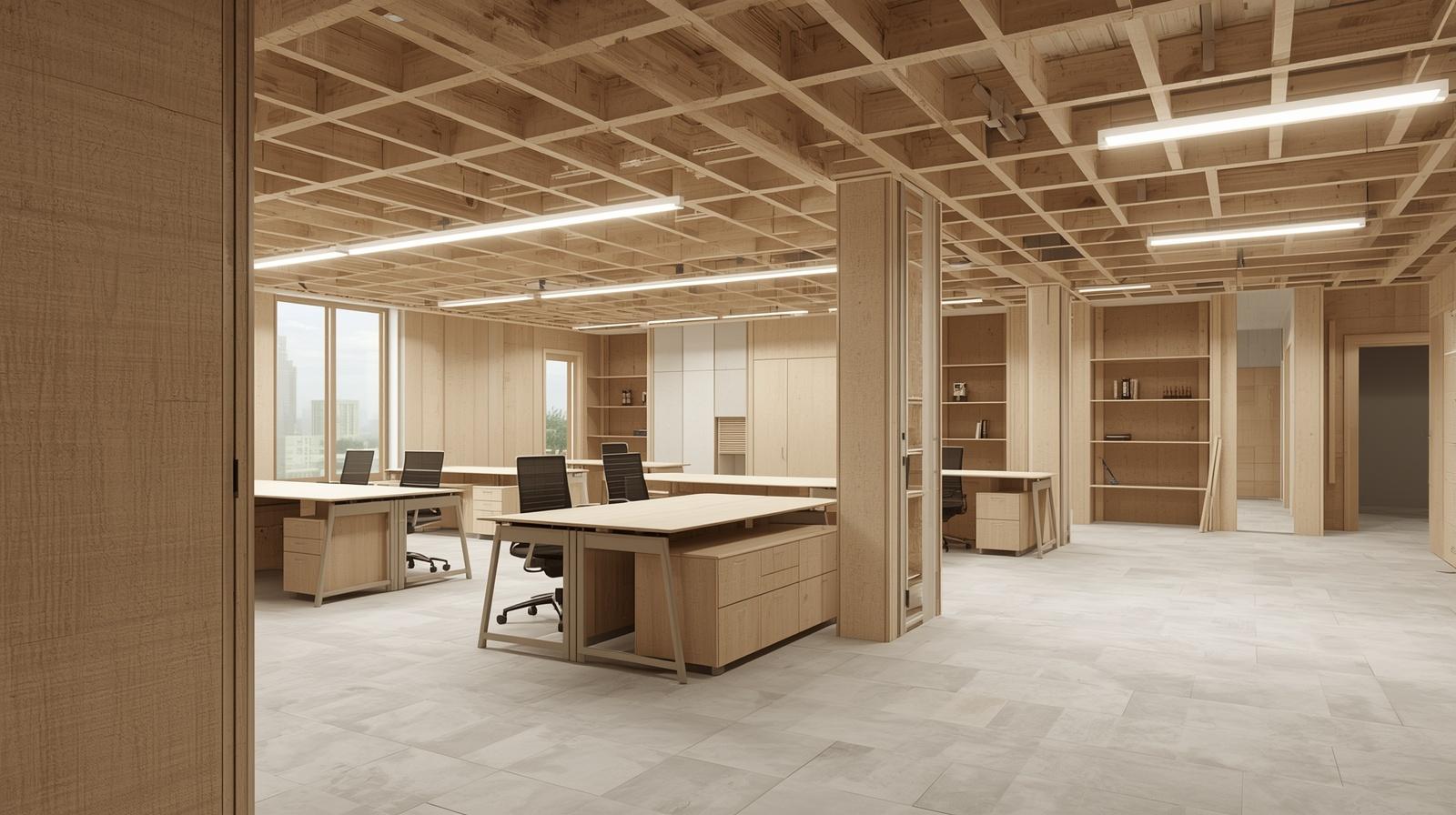 Thi công nội thất gỗ văn phòng hiện đại (1)