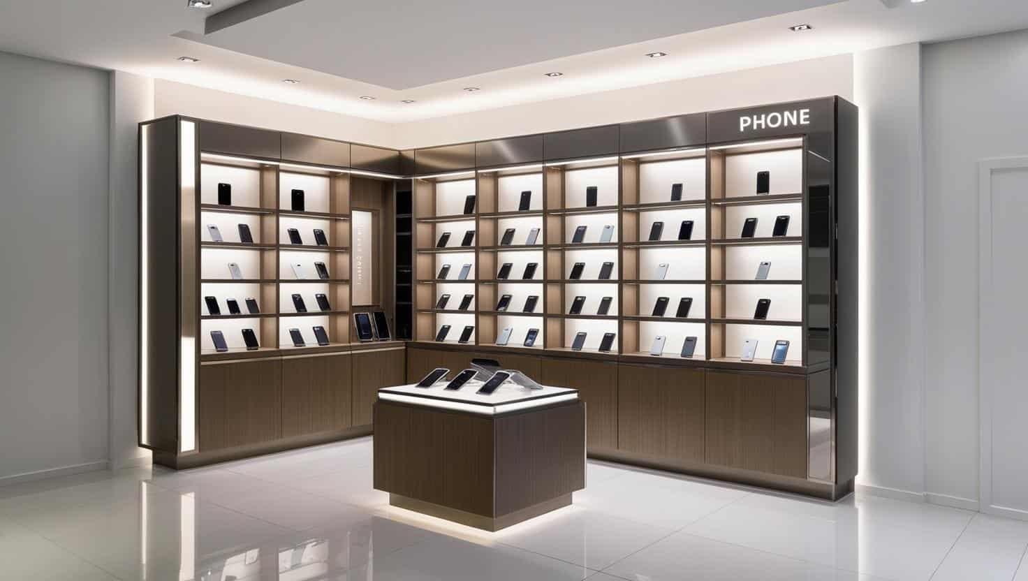Tủ trưng bày cho cửa hàng điện thoại 10m2 (6) Tủ trưng bày cho cửa hàng điện thoại 10m2 (6)