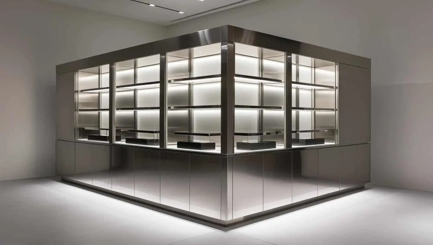 Tủ trưng bày inox 20m2 đơn giản (2) Tủ trưng bày inox 20m2 đơn giản (2)
