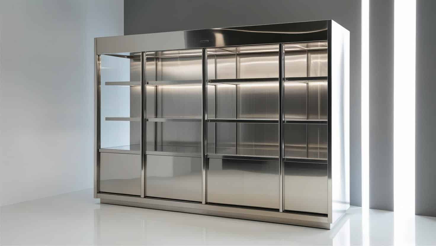 Tủ trưng bày inox 20m2 đơn giản Tủ trưng bày inox 20m2 đơn giản