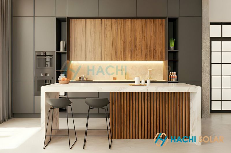 Mẫu đảo bếp kết hợp bàn ăn hiện đại