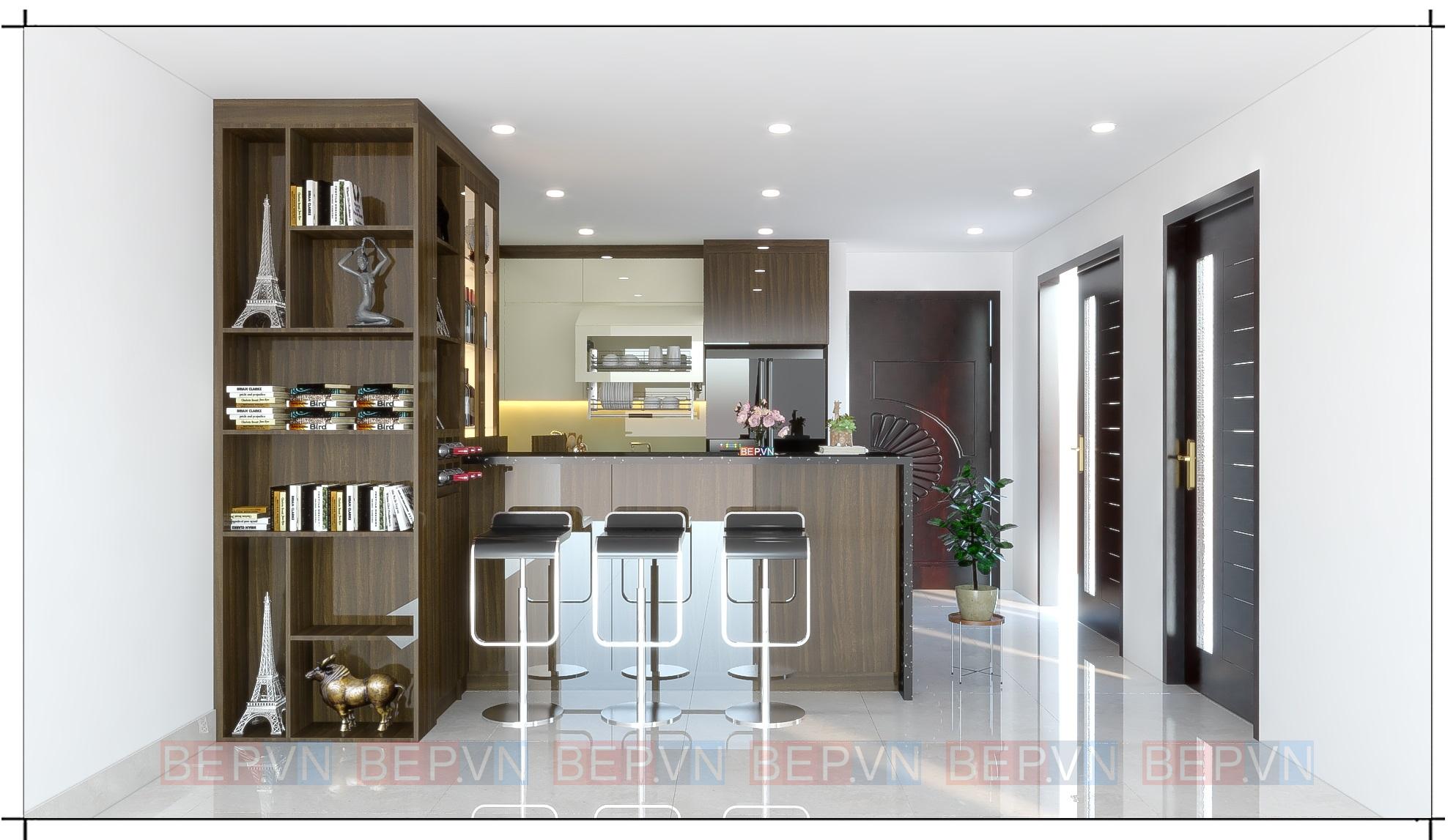 Mẫu thiết kế bàn đảo bếp tiện lợi
