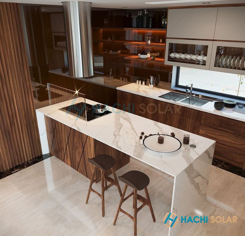 Mẫu bàn đảo bếp kết hợp quầy bar tiện lợi