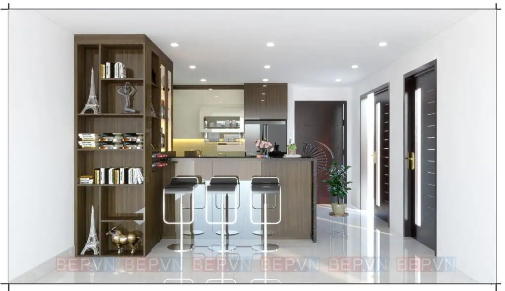 Quầy bar hiện đại với ánh sáng phù hợp
