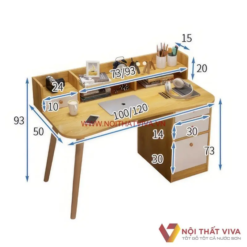 Bàn học sinh viên gỗ công nghiệp thiết kế thanh lịch hiện đại