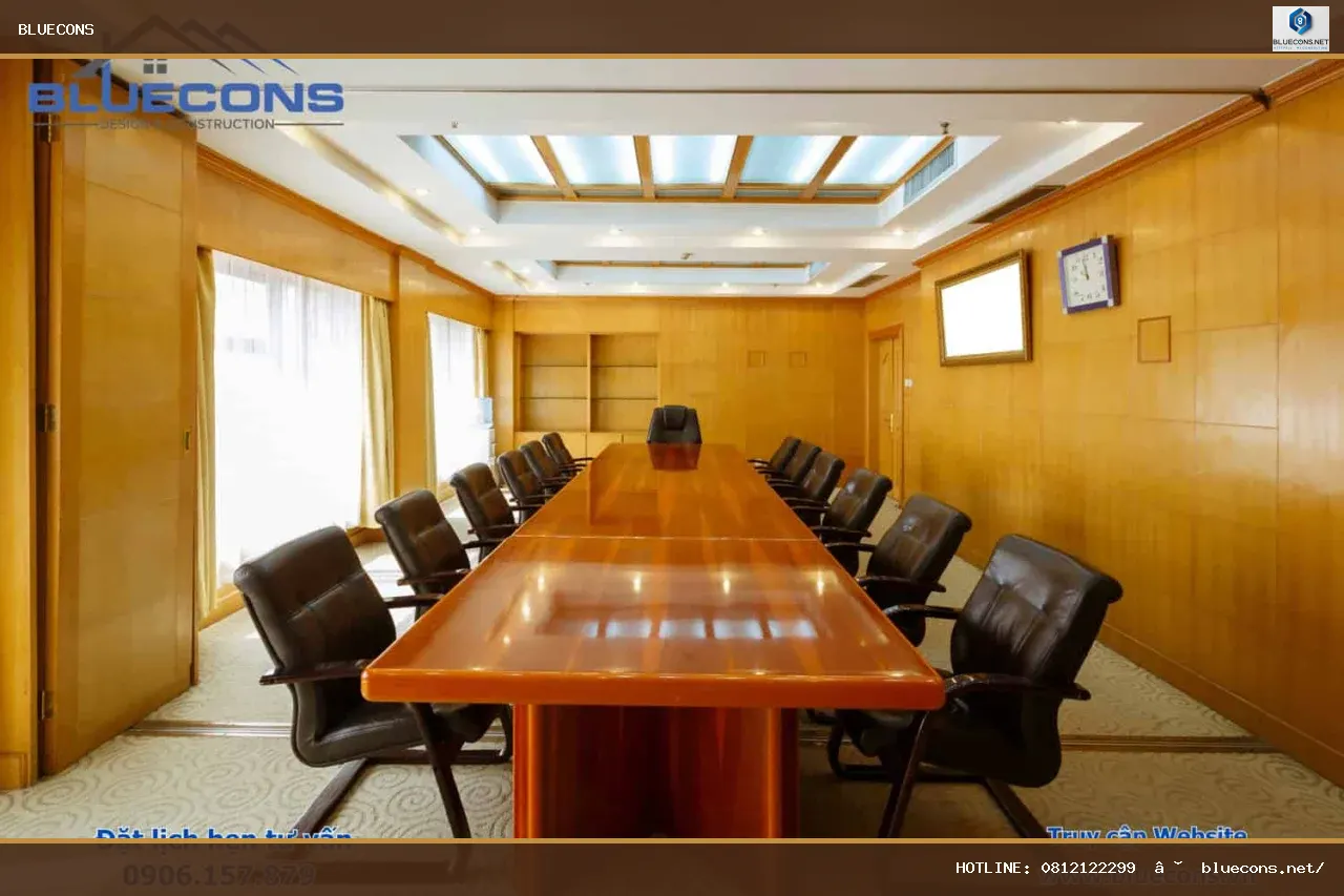 Bàn họp oval khởi nguồn xu hướng nội thất phòng họp 2026 – hình ảnh Bluecons