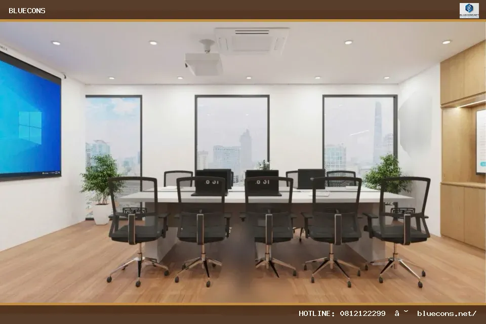 Bàn họp oval khởi nguồn xu hướng nội thất phòng họp 2026 – hình ảnh Bluecons