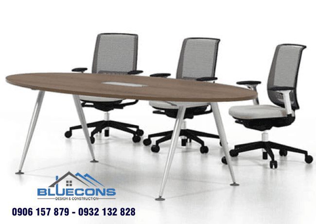 Sang trọng cao cấp với bàn họp oval chân sắt