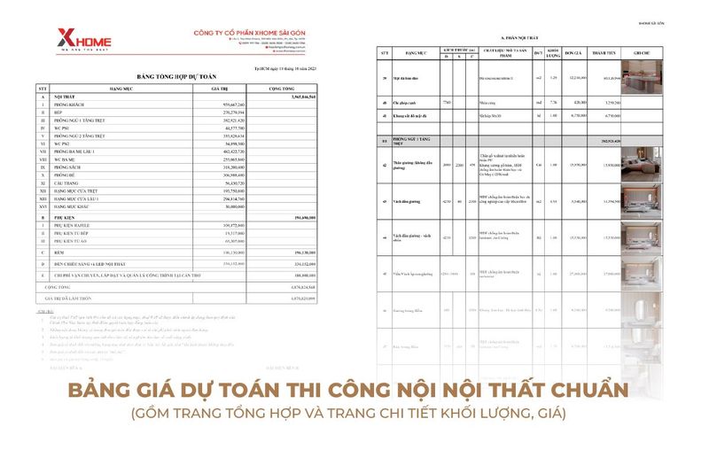 bang gia thi cong noi that chuan co gia tri thuc te cua XHOME Sai Gon e1751364175592