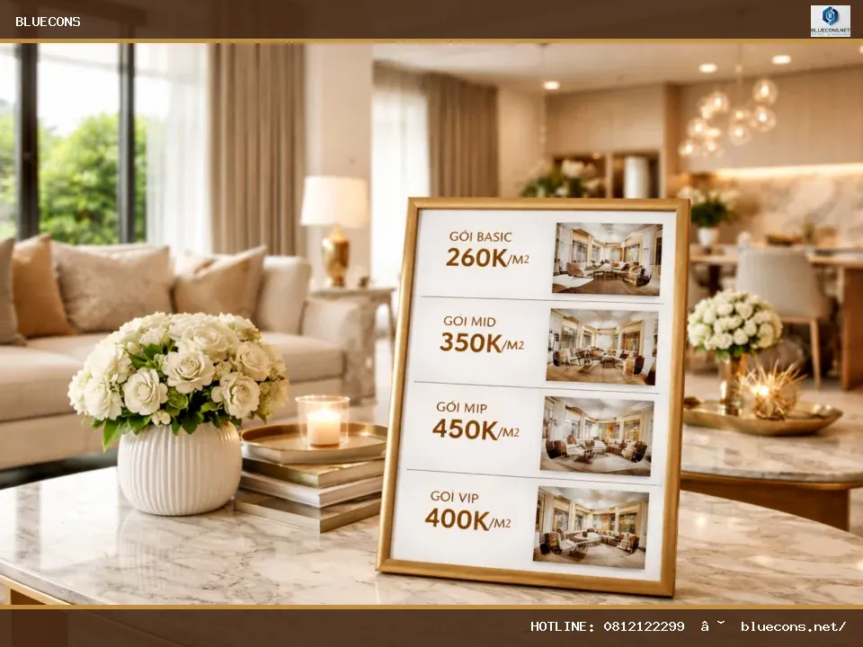 Bảng giá thiết kế nội thất biệt thự – ảnh minh họa Bluecons