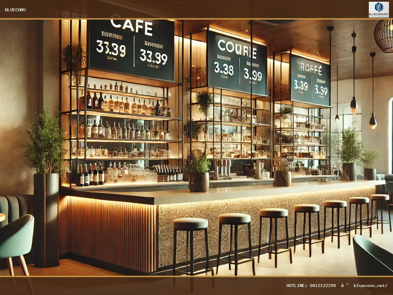 Báo giá quầy bar cafe – hình ảnh Bluecons
