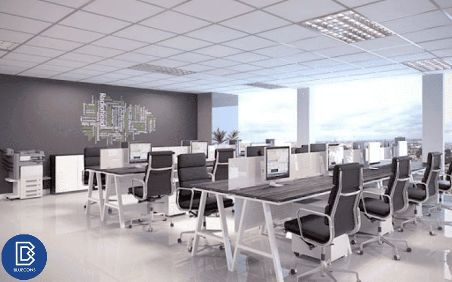 Thiết kế nội thất bàn làm việc văn phòng thông minh hiện đại 