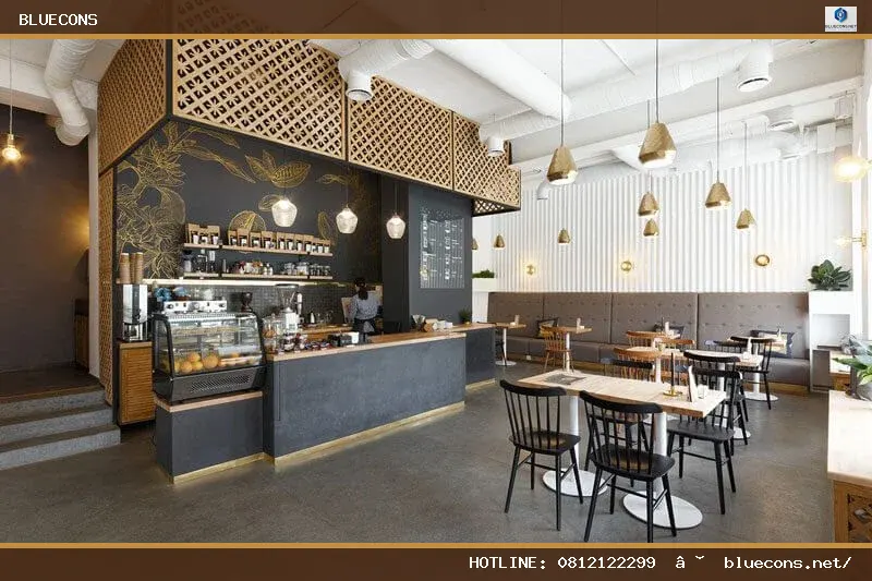 Cách trang trí quán cafe đẹp nhất 2026 – hình ảnh Bluecons