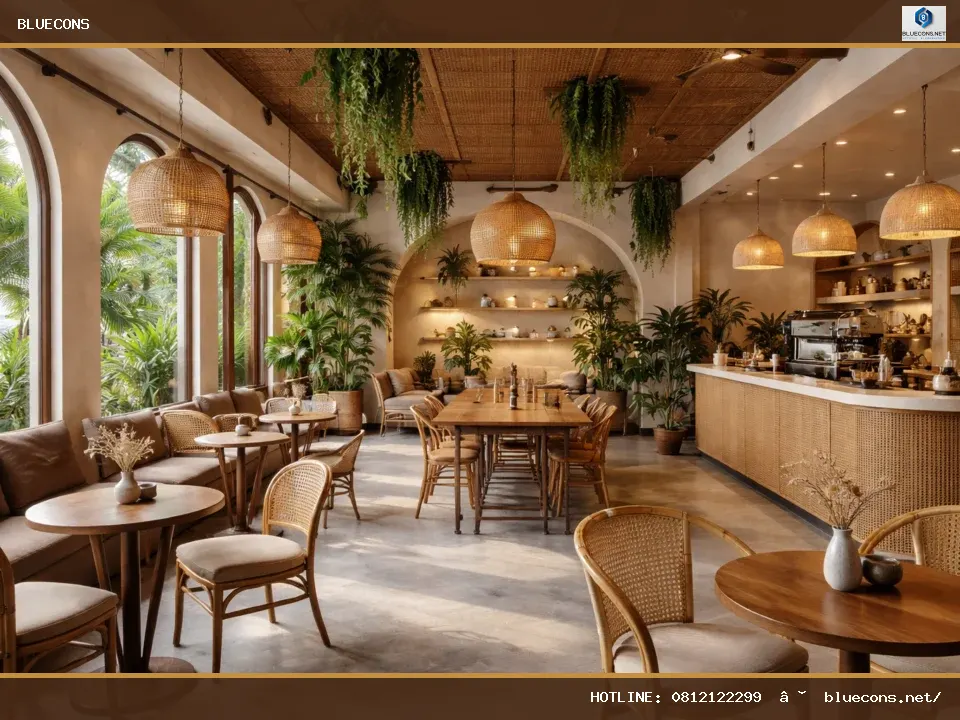 Cách trang trí quán cafe đẹp nhất 2026 – ảnh minh họa Bluecons