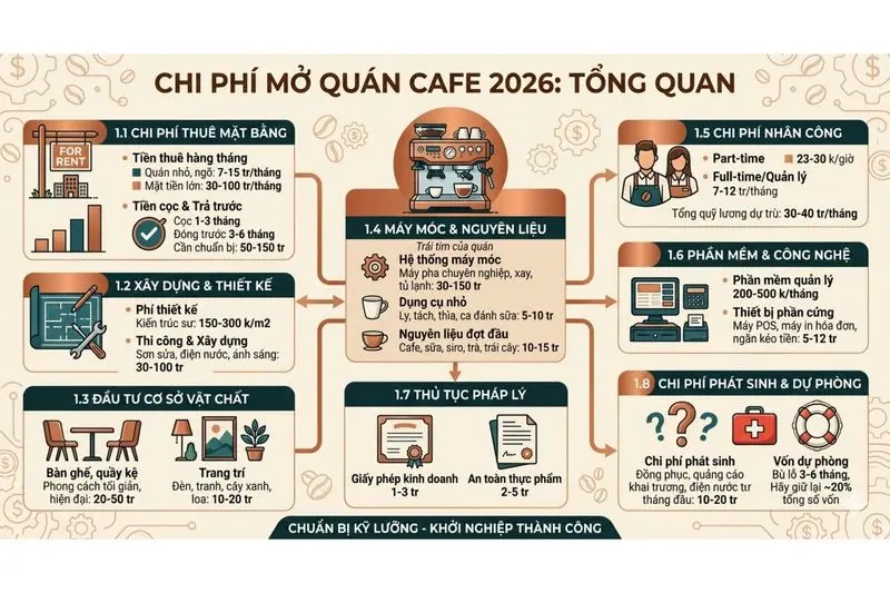Chi phí mở quán cafe
