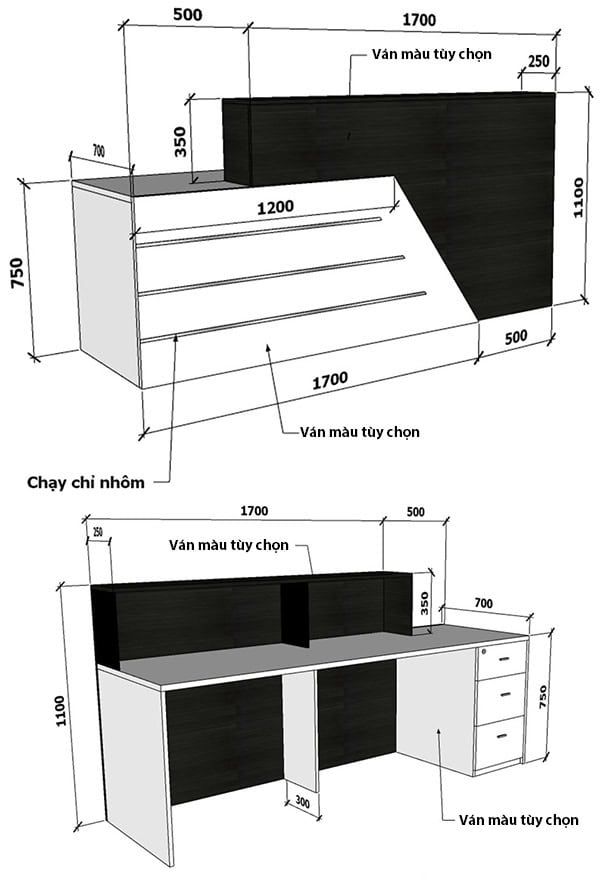 Quầy lễ tân bằng kính